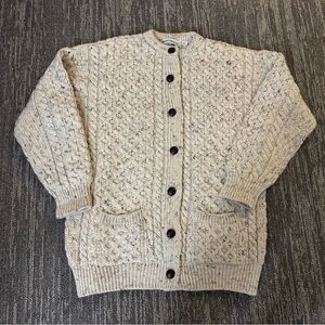 Men’s Women’s Vintage Aran Crafts Fisherman’s knit wool Cardigan Sweater M L